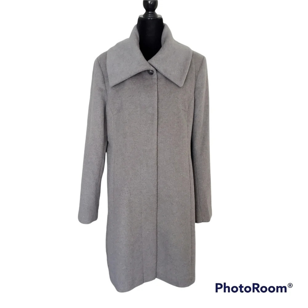 Cole Haan Signature Wool Blend Stand Up Collar Coat Snap closure fully lined - Picture 5 of 12
